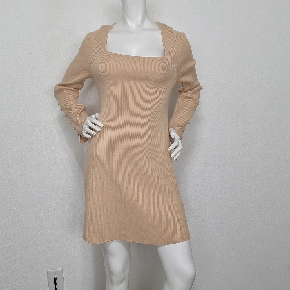 Willow & Wind *NEW Peach Coquette Knit Sweater Minimalist Feminine Mini Dress XL